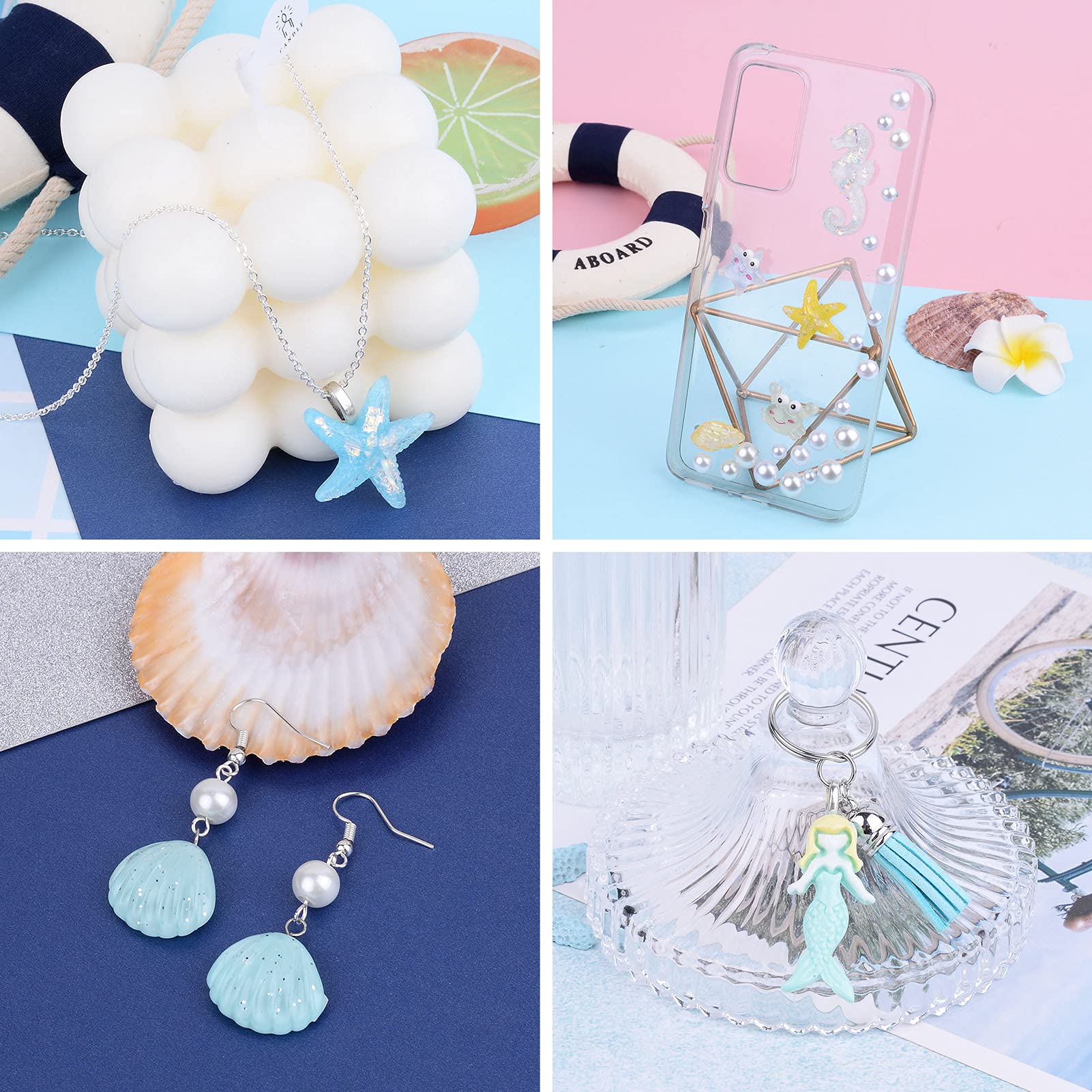 Amazon | Beadthoven 約110個 海のテーマ 樹脂カボション レジン